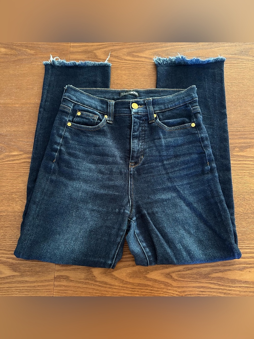 Fashion Nova dark wash straight leg ankle jeans 27 waist